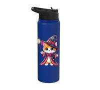Magic Kitten Wizard Mage Cute Adorable Cat Enchanting Art Stainless Steel Insulated Water Bottle
