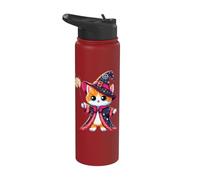 Magic Kitten Wizard Mage Cute Adorable Cat Enchanting Art Stainless Steel Insulated Water Bottle