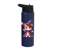 Magic Kitten Wizard Mage Cute Adorable Cat Enchanting Art Stainless Steel Insulated Water Bottle