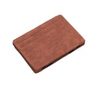 Magic Leather Wallet - 10.5 x 7.5 cm Slim Wallet PU Leather Money Holder Magic Wallet with Elastic Money Band, Card Slots and Protection | Compact Wallet for Men, coffee, see description, See