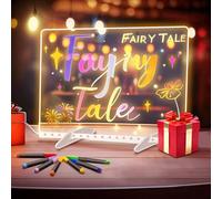 Magic LED Note Board Acrylic Dry Erase Board as Night Light with 10 Light Modes，Drawing Board for Kids with 7 Color Pens，Led Light Message Board Ultimate Gift Choice 35 * 25cm