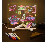 Magic LED Note Board, LED Drawing Board with Light-Up Acrylic Memo Board for Messages & Drawing with Stand, USB Powered Desktop Note Board, Ideal for Home, Office, Gifts (20x20cm)