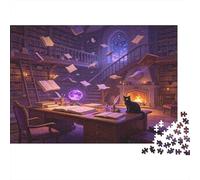 Magic Library 1000 Piece Jigsaw Puzzle Paper Puzzle for Adults Enchanted Night Scene Jigsaw Puzzle for Family Relaxing Home Decor Gift 38x26cm/1000pcs