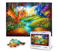 Magic Library Book Puzzles, Dragon 500 Piece Puzzle for Adults, Family Puzzles Game, Fantasy Nature Forest Wooden Puzzle for Fun Relaxing Challenging Family Motivational Toy