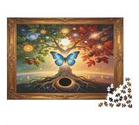 Magic Life Tree Butterfly 1000 Piece Jigsaw Puzzle Paper Jigsaw Puzzle for Adults Fantasy Art Style Mindful Relaxing Family Time Home Decor Gift Idea 70x50cm/1000pcs