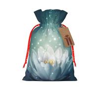 (Magic Lotus Floral) Burlap Gift Bags With Drawstring, S Size Holiday Present Goody Bags For Xmas Party