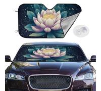 Magic Lotus Floral Car Windshield Sun Shade,Foldable Front Window Sun Visor Protector Uv Reflective Windshield Sunshade Covers Universal Car Accessories 55x30 Inch