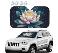 Magic Lotus Floral Car Windshield Sun Shade,Foldable Front Window Sun Visor Protector Uv Reflective Windshield Sunshade Covers Universal Car Accessories 51x27.5 Inch