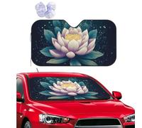 Magic Lotus Floral Car Windshield Sun Shade,Foldable Front Window Sun Visor Protector Uv Reflective Windshield Sunshade Covers Universal Car Accessories 55x29.9 Inch