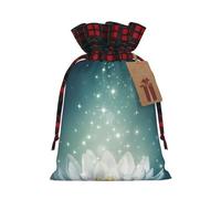 (Magic Lotus Floral) Drawstring Gift Bags Holiday Present Goody Bags For Xmas Party M