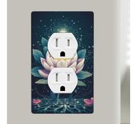 Magic Lotus Floral Duplex Receptacle Outlet Covers, 1-Gang Standard Size Wall Plates, Unbreakable Polycarbonate Dual Outlet Faceplates Covers For Kitchen Home Kids Room Decor 4.5" X 2.76"