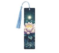 Magic Lotus Floral Metal Bookmarks with Tassels,Pendant Unique Handmade Bookmark Craft DIY Wooden Bookmarks Cute Hanging Tags Ornaments for Book Lovers Birthday Teachers Gift