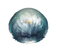 Magic Lotus Floral Print Premium Double Layer Shower Cap For Women With Reusable Shower Cap For Hair - Waterproof Plastic Cap - Shower Caps For Long, Short And Curly Hairs