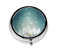 Magic Lotus Floral Print Stylish Round Pill Box - Mini Travel Companion for Your Medication