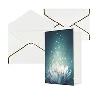 Magic Lotus Floral Printed Greeting Cards Blank Note Cards Birthday Cards Sympathy Cards With Envelopes Christmas Cards White