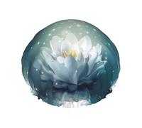Magic Lotus Floral Shower Caps For Women, Elastic And Reusable Bath Caps, Double Waterproof Layers Shower Cap, Bathing Shower Caps