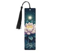 Magic Lotus Floral Wooden Bookmarks 5 Pcs,Handmade Double-Sided Printed Book Marks Page Markers with Black Tassels Book Accessories Gift for Book Lovers Women Men