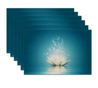 Magic Lotus Placemats Set of 6,Table Mats Non-Slip Heat Resistant Washable Placemat for Party Kitchen Dining Table Decoration Indoor Outdoor