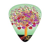 Magic Love Tree Guitar Picks 12 Pack Universal ABS Guitar Picks,Colorful Magic Love Tree Blossomed Heart and Round Leaves and Roots Life Theme,for Acoustic and Electric Guitar