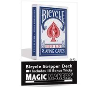 Magic Makers Bicycle Stripper Deck with 10 Bonus Tricks (Blue) - Tapered Magic Trick Deck