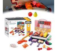 Magic Meals Kids Sensory Kitchen BBQ, 2026 New Kids BBQ Grill Playset, Kitchen Toy Set with Spray Sound & Color- Changing Food Gift for Indoor/Outdoor Girls and Boys (Red)