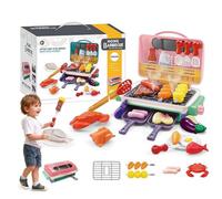 Magic Meals Kids Sensory Kitchen BBQ - 35Pcs Kids BBQ Grill Toy With Smoke Sound Light,Sizzling G-rills Frying Pan,Color Changing Foods,B-bq Grill Playset Sensory Toys Gift for Boys Girls