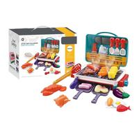 Magic Meals Sensory Kitchen,Kids BBQ Grill Toy,Kitchen Playset,Food Play Cooking Set with Sound Light,Interactive BBQ Grill,Indoor/Outdoor Cooking Role Plays Grills,Birthday for Boys Girls (Blue)