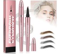 Magic Microblading Eyebrow Contouring Pencil - Microblading Eye Brow Contouring Pen - Precise Waterproof Brow Pen 4 Tipped Precise Waterproof With A Micro-Fork Tip Applicator (Dark)