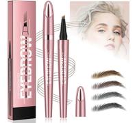 Magic Microblading Eyebrow Contouring Pencil - Microblading Eye Brow Contouring Pen - Precise Waterproof Brow Pen 4 Tipped Precise Waterproof With A Micro-Fork Tip Applicator (Light)