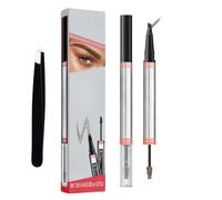 Magic Microblading Eyebrow Pen - 2025 New 2-in-1 Waterproof Eyebrow Pencil, 4D Waterproof Liquid Eye Brow Pencil, with 4-Fork-Tip, Last All-Day (04-Black)