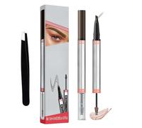 Magic Microblading Eyebrow Pen - 2025 New 2-in-1 Waterproof Eyebrow Pencil, 4D Waterproof Liquid Eye Brow Pencil, with 4-Fork-Tip, Last All-Day (02-Dark Brown)