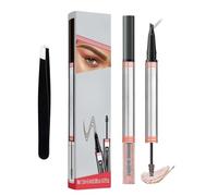 Magic Microblading Eyebrow Pen - 2025 New 2-in-1 Waterproof Eyebrow Pencil, 4D Waterproof Liquid Eye Brow Pencil, with 4-Fork-Tip, Last All-Day (03-Gray)