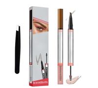 Magic Microblading Eyebrow Pen - 2025 New 2-in-1 Waterproof Eyebrow Pencil, 4D Waterproof Liquid Eye Brow Pencil, with 4-Fork-Tip, Last All-Day (01-Light Brown)