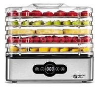 Magic Mill Food Dehydrator Machine | 5 Stackable Stainless Steel Trays Jerky Dryer with Digital Adjustable Timer and Temperature Control - Electric Food Preserver Machine