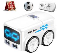 Magic Mini Bus, Line Trace Magic Car That Follows Drawn Line, Smart Sensor RC-Controlled Toy Bus with Auto Expressions & 4 Play Modes, for Children(White)