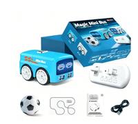 Magic Mini Rc Bus, Remote Control Bus, Inductive Mini Interactive Cars Follows The Line, 5 Fun Modes for Interactive Play, Educational STEAM Vehicle Toy for Ages 4-6 Kids (Blue)