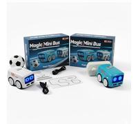 Magic Mini Rc Bus- Smart Line Following, Obstacle Avoidance RC Car with LED Face, Music & Remote Control | Educational Gift for Boys & Girls (White+blue)