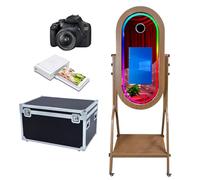 Magic Mirror Photo Booth 21.5" Touch Screen Mirror Photo Booth Selfie Photobooth Machine RGB Frame Light for Event Rental Wedding Party (Machine+Camera+Mini Printer)