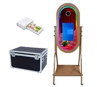 Magic Mirror Photo Booth 21.5" Touch Screen Mirror Photo Booth Selfie Photobooth Machine RGB Frame Light for Event Rental Wedding Party (Machine+Mini Printer)
