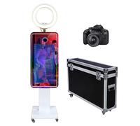 Magic Mirror Photo Booth 32" Touch Screen Mirror Photo Booth Selfie Photobooth Machine Ring Light RGB Frame for Event Rental Wedding Party (Machine+Camera)