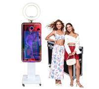 Magic Mirror Photo Booth 32" Touch Screen Mirror Photo Booth Selfie Photobooth Machine Ring Light RGB Frame for Event Rental Wedding Party (Photo Booth Machine)
