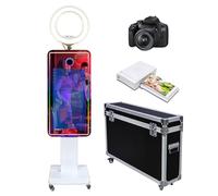 Magic Mirror Photo Booth 32" Touch Screen Mirror Photo Booth Selfie Photobooth Machine Ring Light RGB Frame for Event Rental Wedding Party (Machine+Camera+Mini Printer)