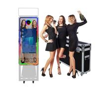 Magic Mirror Photo Booth 40 Inch, Flight Case Packing,Portable 22 inch Touch Screen Mirror Booth Machine for Weddings Parties Events (White Machine, 40"/22" Touch Screen)