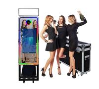 Magic Mirror Photo Booth 40 Inch, Flight Case Packing,Portable 22 inch Touch Screen Mirror Booth Machine for Weddings Parties Events (Black Machine, 40"/22" Touch Screen)