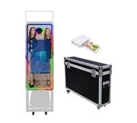 Magic Mirror Photo Booth 40 Inch, Flight Case Packing,Portable 22 inch Touch Screen Mirror Booth Machine for Weddings Parties Events (White Machine, 40"/22" Touch Screen+Printer)