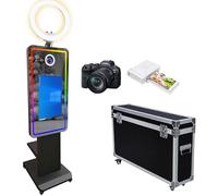 Magic Mirror Photo Booth 45" with 21.5" Touchscreen, Selfie Mirror PhotoBooth Machine with RGB Ring Light & Flight Case, Portable DSLR Photo Booth for Wedding Party Events (Black, Photobooth Full Set)