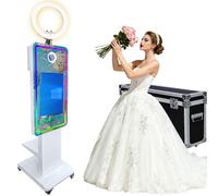 Magic Mirror Photo Booth 45" with 21.5" Touchscreen, Selfie Mirror PhotoBooth Machine with RGB Ring Light & Flight Case, Portable DSLR Photo Booth for Wedding Party Events (White, Photobooth)