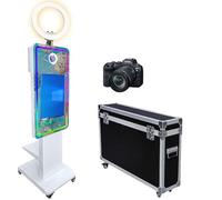Magic Mirror Photo Booth 45" with 21.5" Touchscreen, Selfie Mirror PhotoBooth Machine with RGB Ring Light & Flight Case, Portable DSLR Photo Booth for Wedding Party Events (White, Photobooth+Camera)