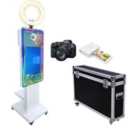 Magic Mirror Photo Booth 45" with 21.5" Touchscreen, Selfie Mirror PhotoBooth Machine with RGB Ring Light & Flight Case, Portable DSLR Photo Booth for Wedding Party Events (White, Photobooth Full Set)