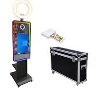 Magic Mirror Photo Booth 45" with 21.5" Touchscreen, Selfie Mirror PhotoBooth Machine with RGB Ring Light & Flight Case, Portable DSLR Photo Booth for Wedding Party Events (Black, Photobooth+Printer)